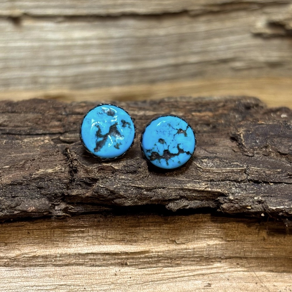 Vintage Sterling Silver Turquoise Stud Earrings